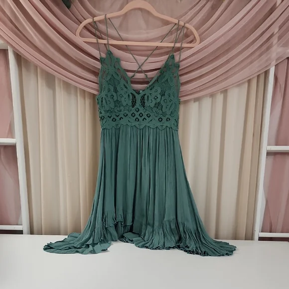 Free People Asymmetrical Teal Dress - Picture 4 of 5